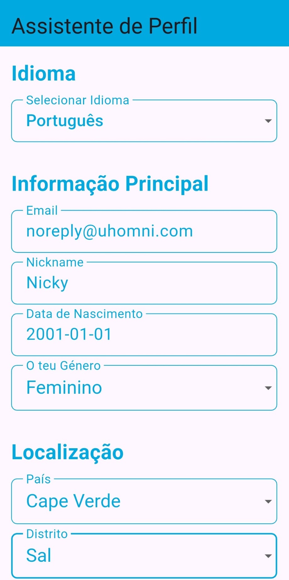 Registration and profile data